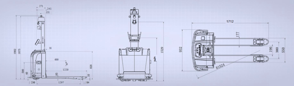 dimensions of CBD15 automated pallet jack